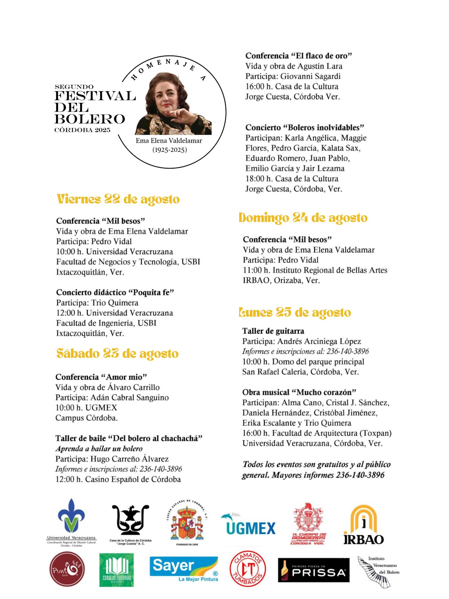 Programación del 2º Festival del Bolero Córdoba 2025 Programación del 2º Festival del Bolero Córdoba 2025